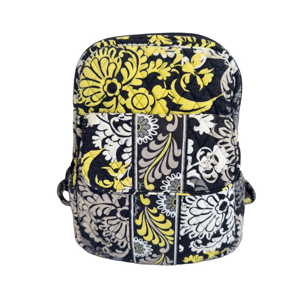 Vera Bradley Backpack Retired Baroque Yellow‎ Black Quilted Cotton Bag